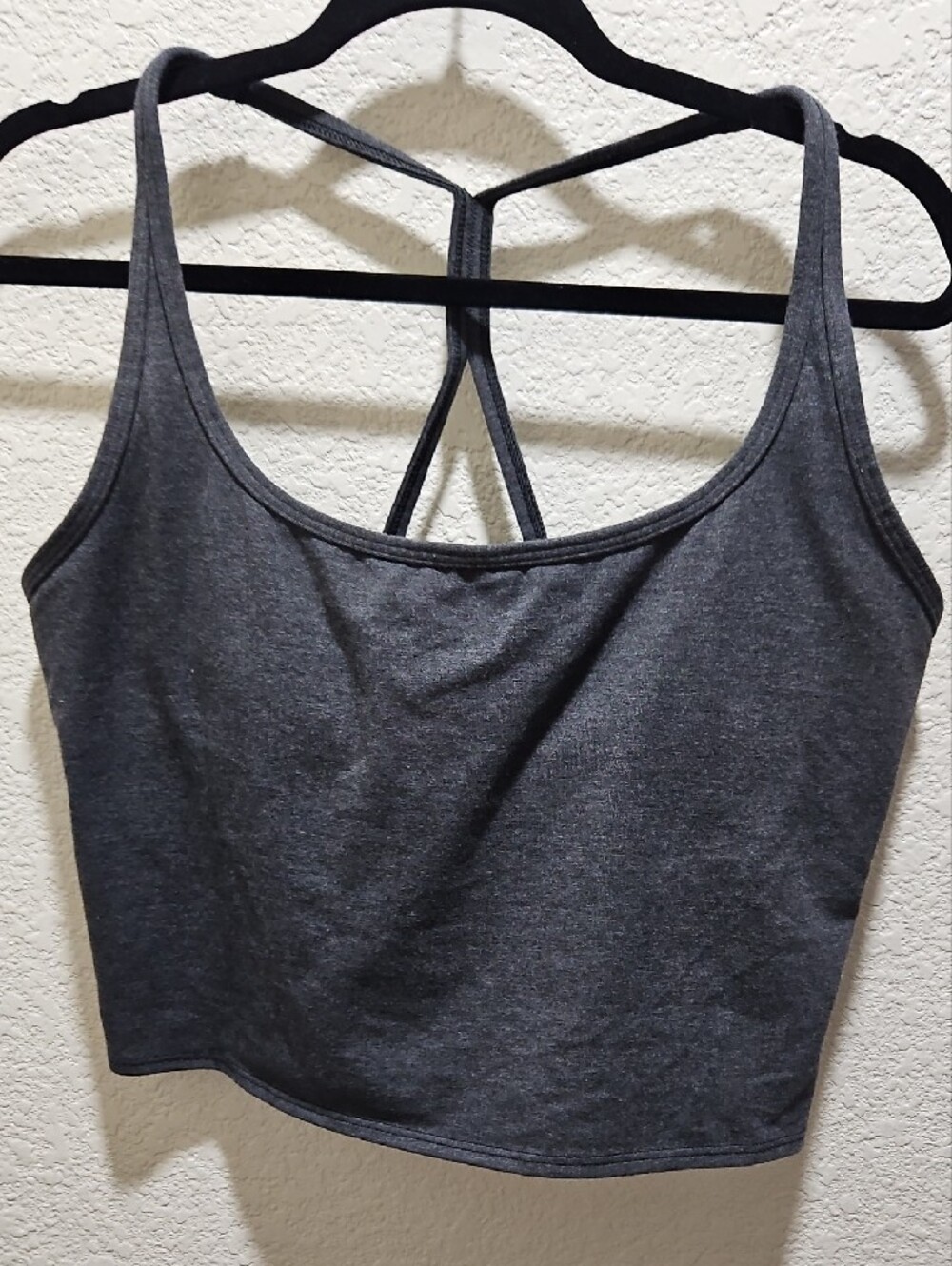 PINK Victoria's Secret Grey Racerback Cropped Tank with Padded Shelf Bra-XXL NWT - Picture 6 of 14